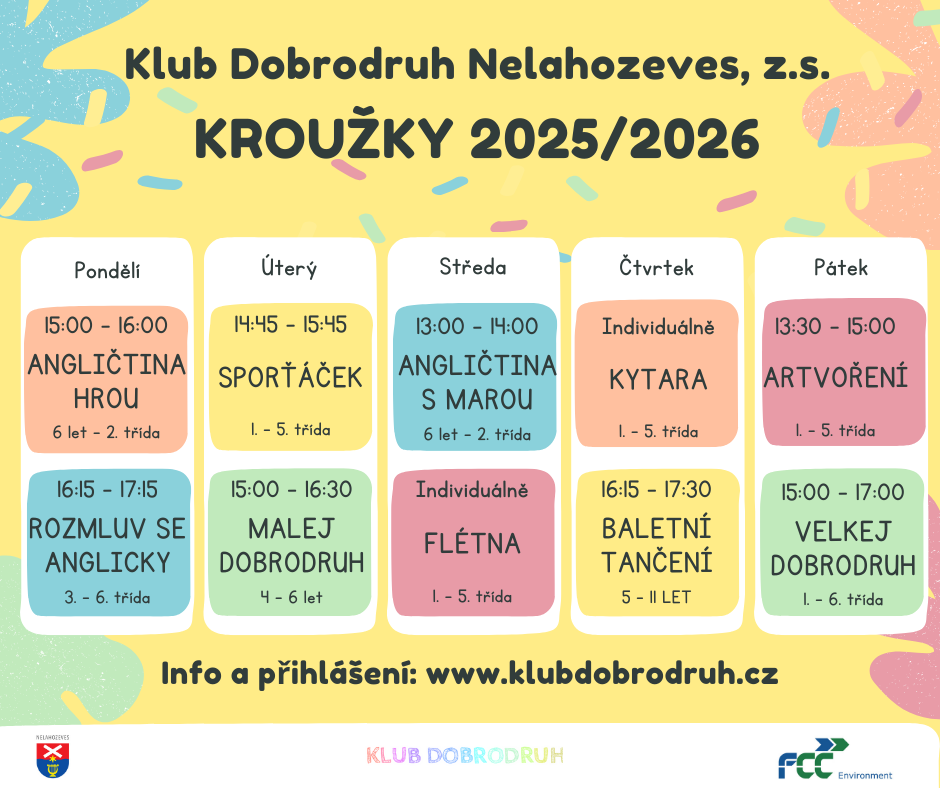 Rozvrh kroužků